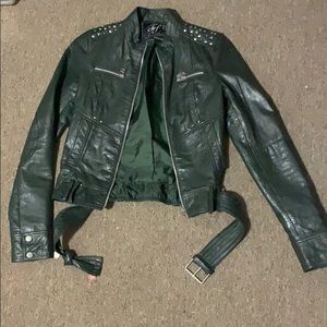 Zara Dark green leather jacket